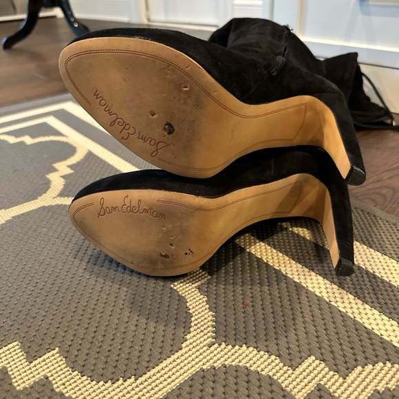 Sam Edelman Kayla Black Suede Over The Knee Platform Boots - Size 10 - Picture 8 of 8